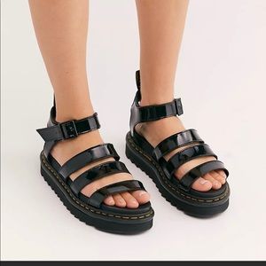 🆕 Dr. Martens Women's Blaire Fisherman Gladiator Sandal Black Patent Leather